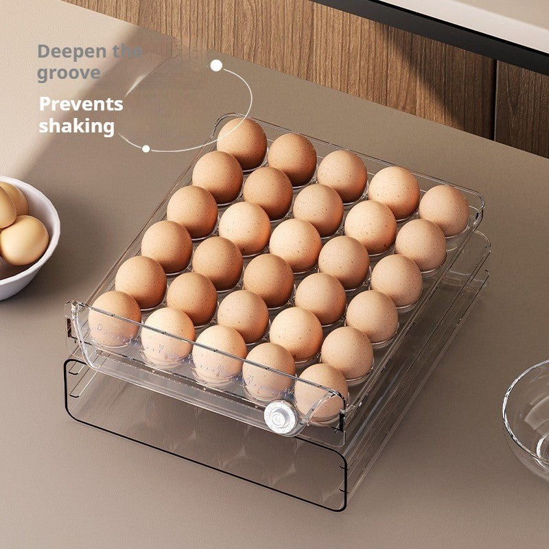 Egg Storage Container for Refrigerator, 40/60 Slot Double-Layer Stackable Egg Holder with Drawers, Dustproof Space-Saving Fridge Organizer Tray for Home Kitchen