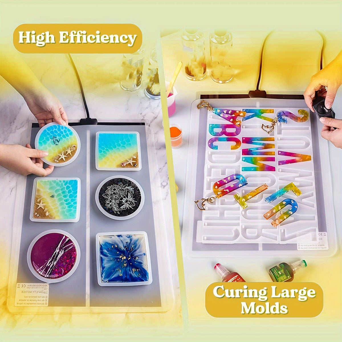Resin Heating Mat with Timer and Auto-Off, Lightweight Silicone Craft Pad in a 3-Piece Set Option for Compatible Epoxy Resin and Mold Projects