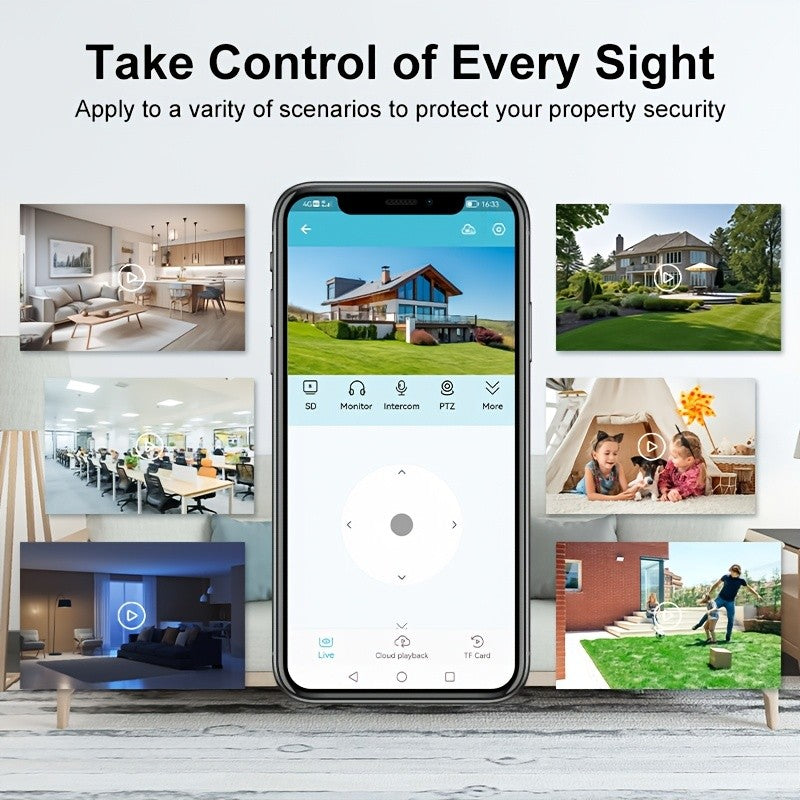 CB54TZ Solar Security Camera with 3MP 1296P Video, 2.4GHz WiFi, 5000mAh Battery, Color Night Vision, PIR Alerts, Siren and Two-Way Audio in Black or White
