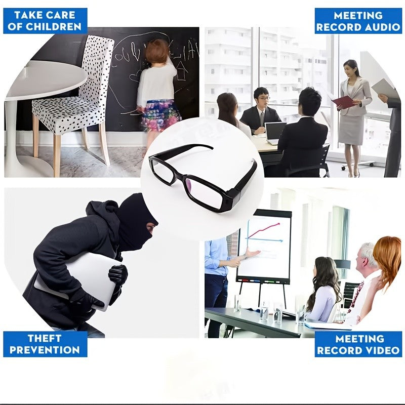 Video Camera Glasses with Listed 1080P Recording, TF Card Slot and USB Connection, 13B Model Options with a Separate 32G TF-Labeled Package