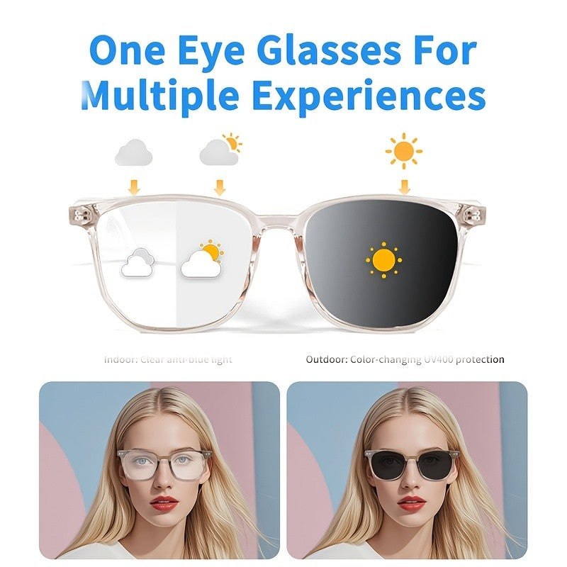 AI Translation Glasses with Phone Camera Remote Control, Wireless Audio and Calls, Voice Assistant and Color-Changing Lens Options, No Built-In Camera