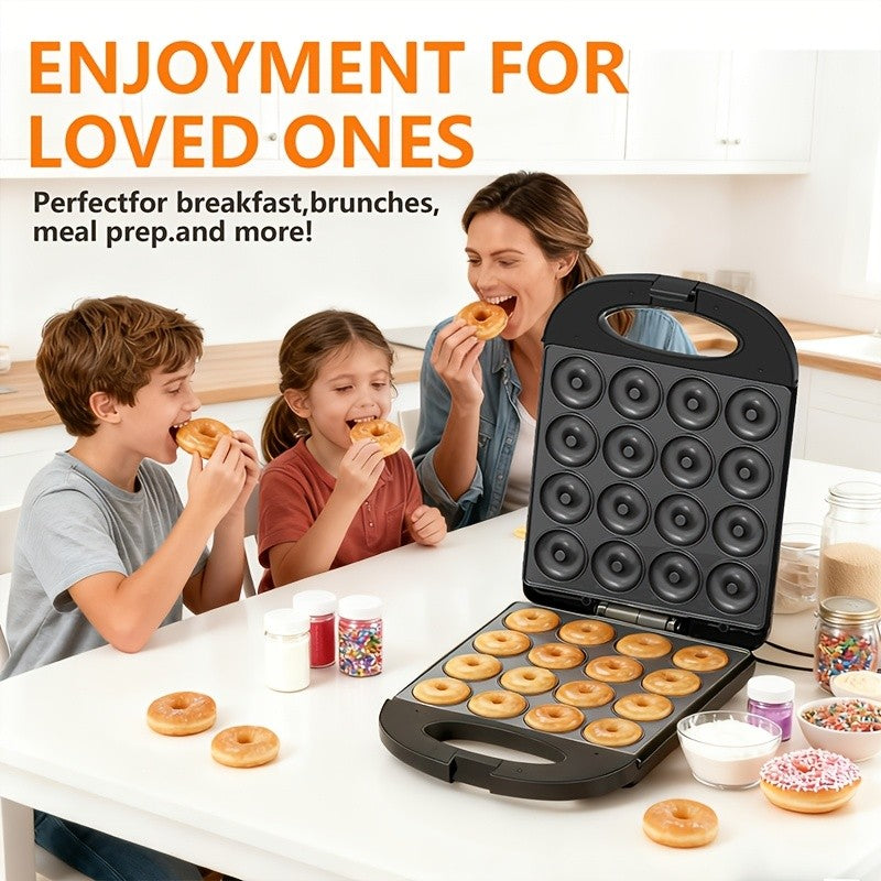 Donut Maker 16-Hole Dual Heating Electric Baking Machine, Precise Temperature Control Pancake and Cake Maker for Family Breakfast, Snacks and Desserts, Multi-Functional Home Donut Baker for Kids and Baking Stores
