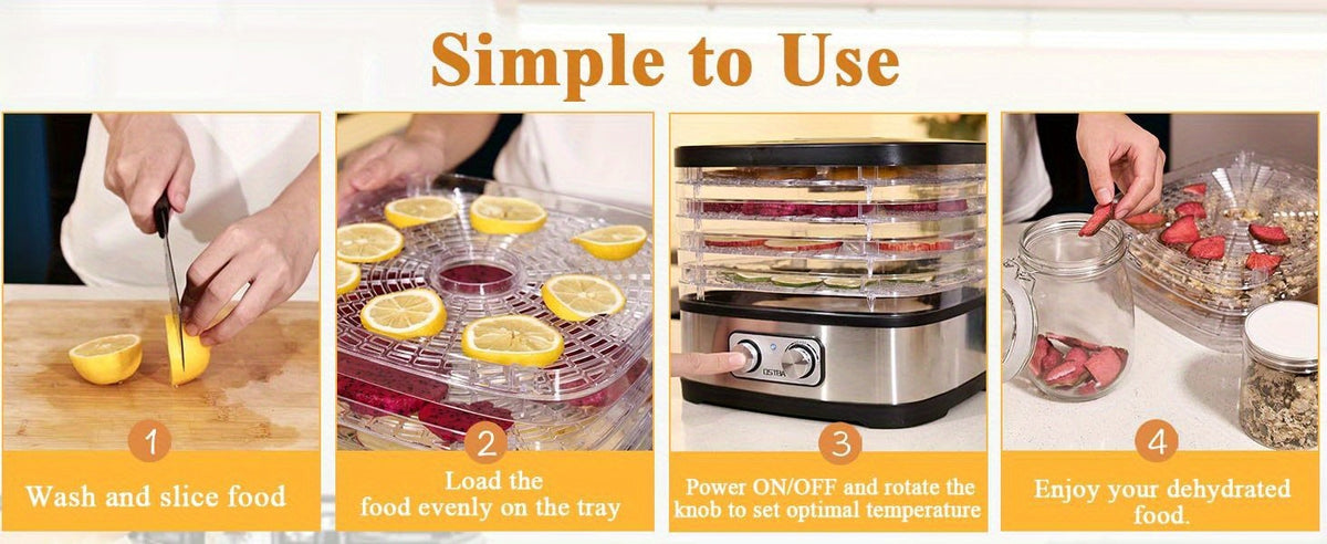 OSTBA Food Dehydrator with Temperature Control and 5 or 8 BPA-Free Tray Options, Electric Food Dryer for Fruit, Herbs, Vegetables and Jerky Projects
