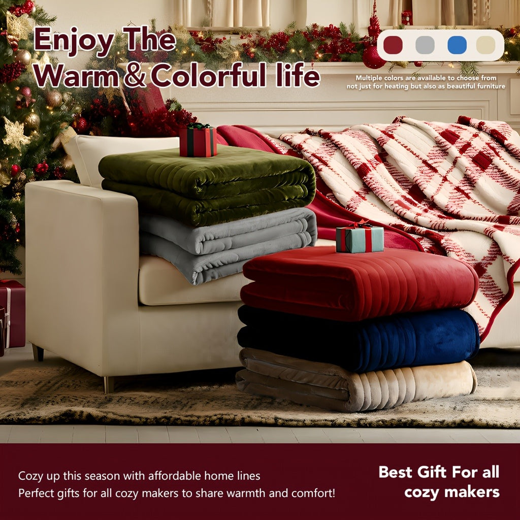 Electric Heated Blanket with 10 Heat Levels and 1, 2, 4, 6 or 8 Hour Auto-Off Choices, Listed 110W US Plug Controller Design in Four Colors and Five Size Labels