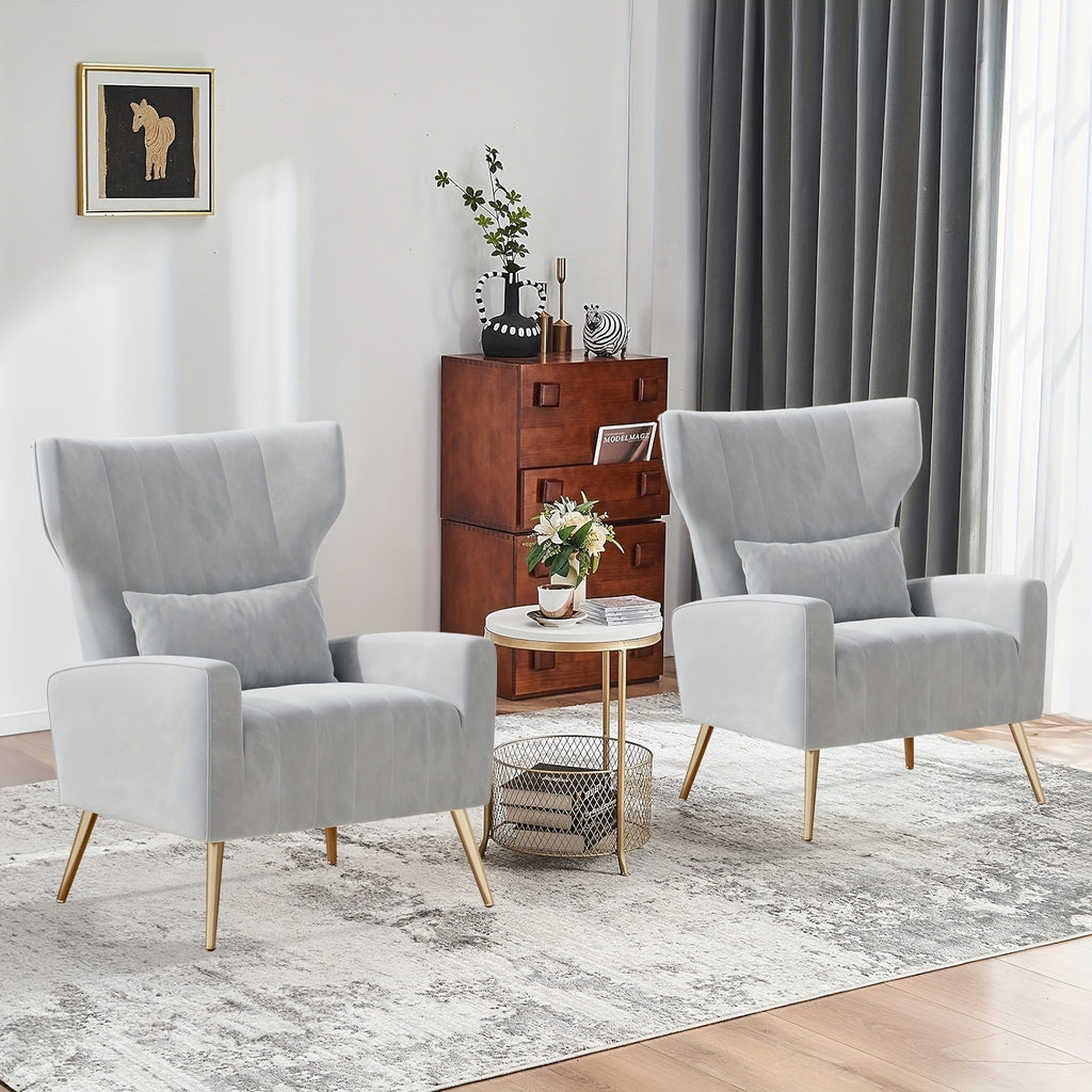 Velvet Accent Armchair with Metal Legs and Spring Support, Sponge-Filled Mid-Century Modern Reading Chair for Living Room and Cozy Seating Corners