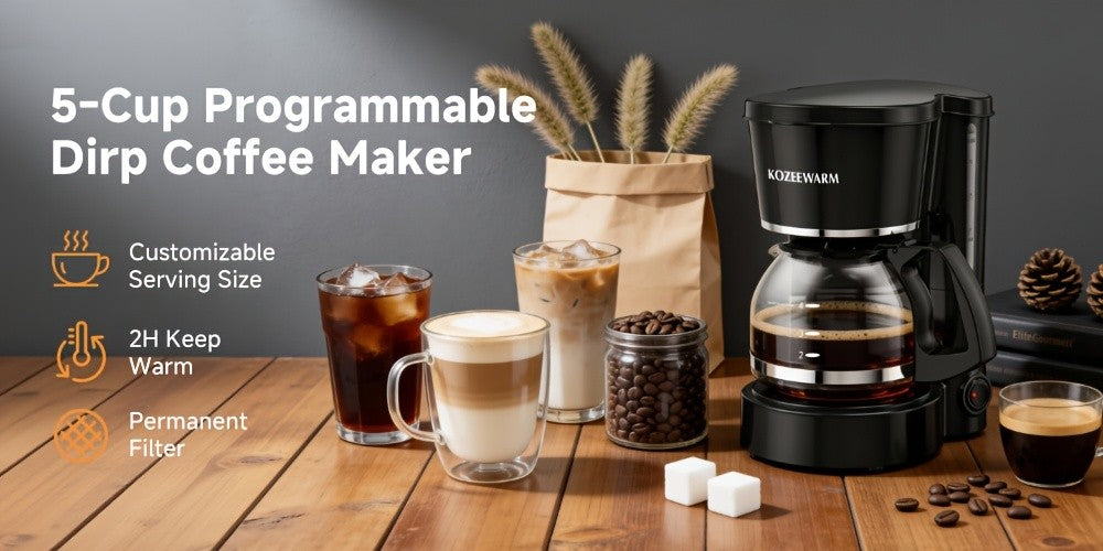 Drip Coffee Maker 12-Cup, One-Touch Coffee Machine with Reusable Filter, No-Disassembly Easy Clean, Brew for Home, Office, Kitchen, All-Day Coffee, Black
