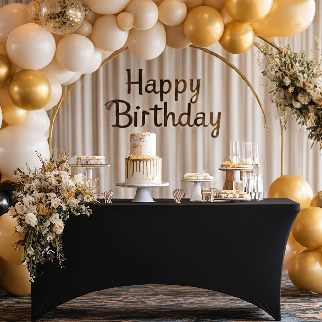 Stretch Table Covers for 6-Foot Rectangular Tables, Black or White Polyester Spandex Tablecloths with Leg Pockets, 3 or 5 Pack Options for Weddings and Displays