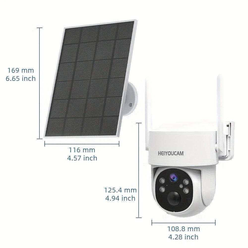 3MP Solar WiFi Security Camera with Human Tracking, Color Night Vision, Two-Way Talk, Siren and Spotlights for Outdoor Monitoring, Standard or 4-Piece Options