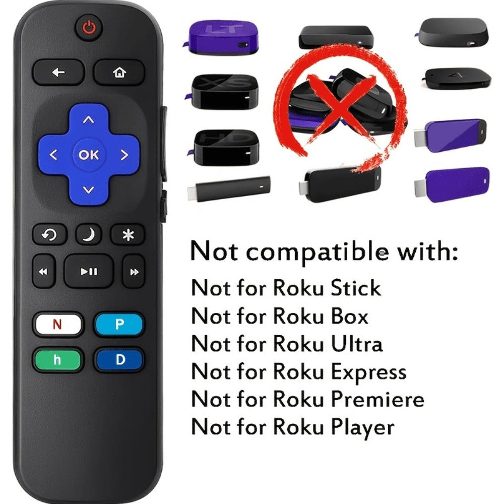 Replacement Remote for Roku TV 5-Pack, Spare TV Controls for Compatible TCL, Hisense, Onn and Other Listed Roku TV Models, Not for Roku Stick or Box