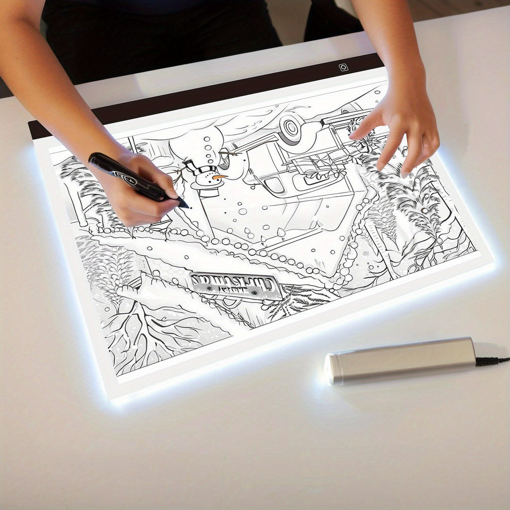 Touch Control A2 LED Tracing Light Box with Three-Level Brightness Adjustment, USB-Powered Thin Light Pad in Black or Blue for Diamond Painting, Sketching and Paper Crafts