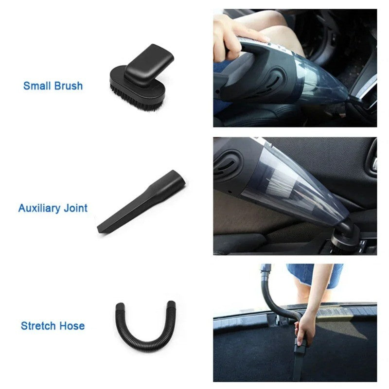 Rechargeable Car Vacuum Cleaner in Black with Listed Lithium-Ion Battery, Portable Cordless Handheld Design for Vehicle Interiors, Home Cleanup and Pet Hair Tasks
