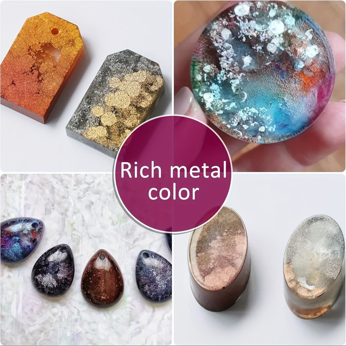 Metallic Alcohol Ink Set, 24-Color Shimmer Mixatives with Listed 0.34oz Each for Compatible Resin Coasters, Decorative Tumbler Crafts and Yupo Painting