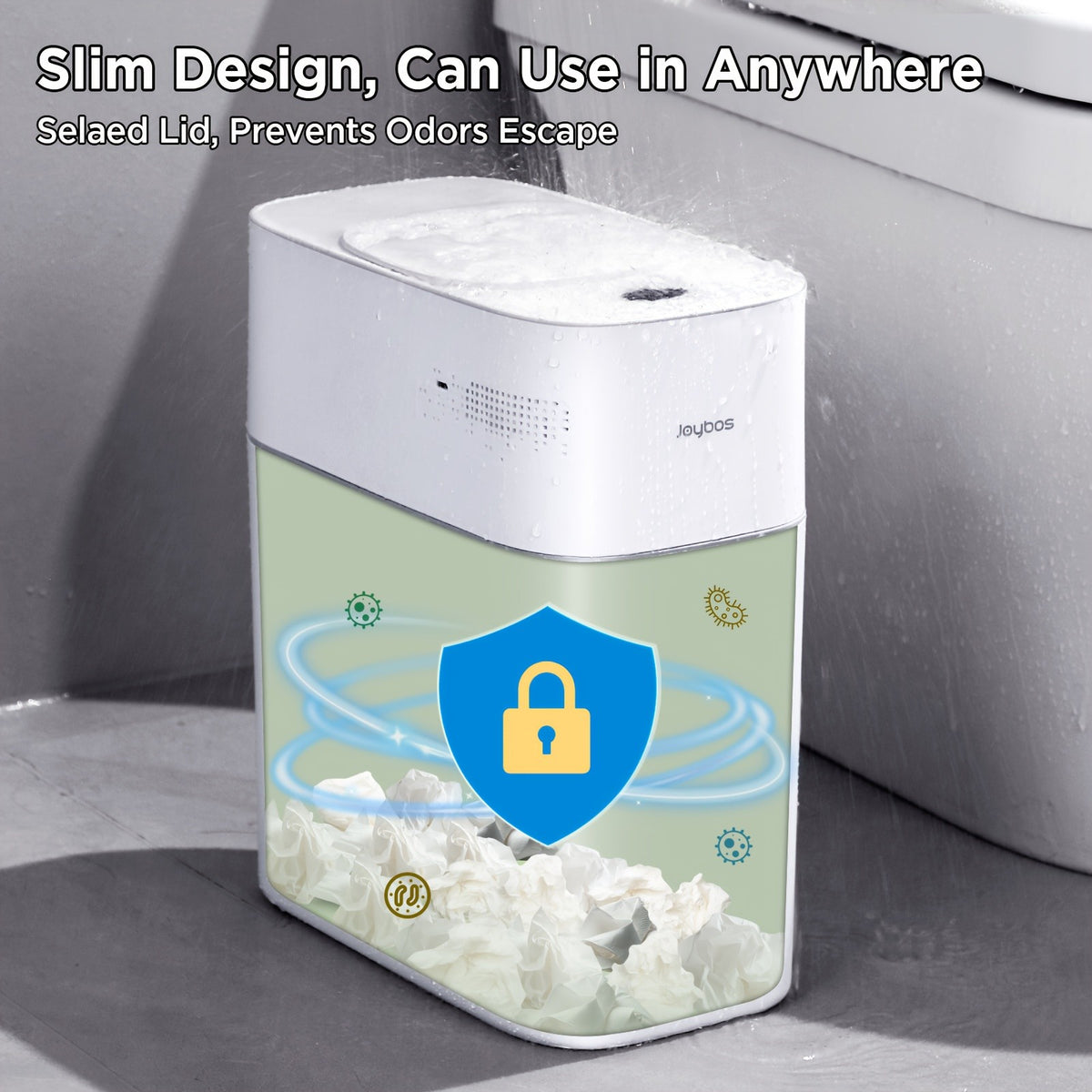 Touchless Smart Trash Can with Big Lid, Listed 14L Capacity, Infrared Motion Sensor and Air-Assisted Bag Fitting, ABS and PP Bin, Four AA Batteries Required