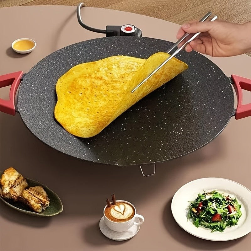Adjustable Temperature Electric Grill Pan with Listed Nonstick Surface and 110V American Plug, Large Red Ear Model for Grilling, Frying and Home Kitchen Meals