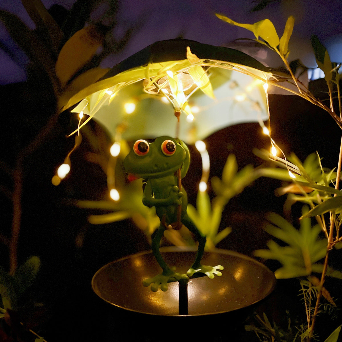 Solar Garden Decoration with Listed LED Light String and Bird Feeder Wording, Single Black Ant Option Label for Outdoor Lawn, Terrace and Pathside Displays