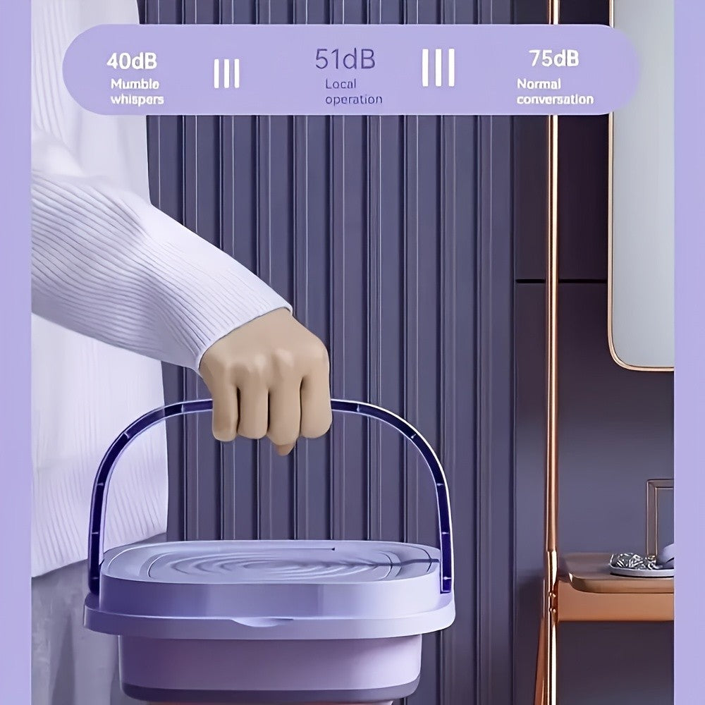 Collapsible Mini Laundry Washer, Purple Foldable Washing Machine with Listed 2.11gal Volume, 3 Modes and Soft Spin Function for Suitable Small Garments