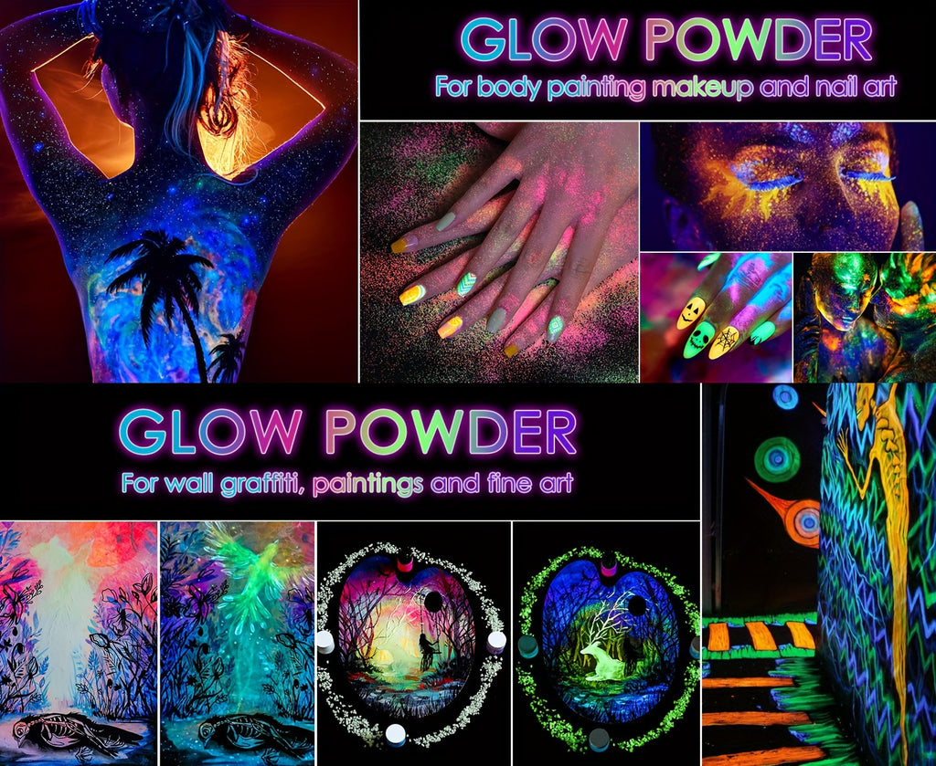 Glow in the Dark Pigment Powder by DEWEL, Strontium Aluminate Craft Colorant in 12 or 18 Color Options for Compatible Epoxy Resin Art and Decorative Projects