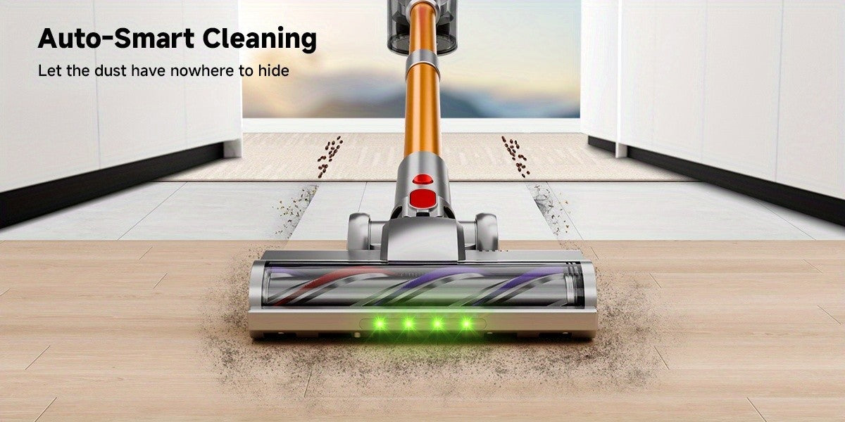 Self-Standing Cordless Vacuum with Listed 58kPa Suction, 6-in-1 Rechargeable Handheld Cleaning Design and LED Electric Floor Brush for Carpets and Pet Hair