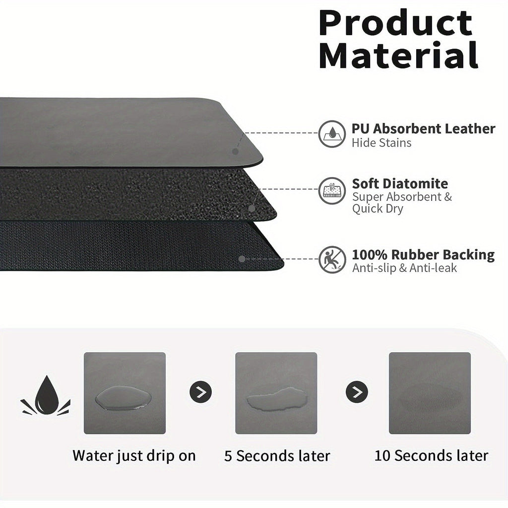 Dish Drying Pad in Grey or Blue, Kitchen Counter Mat with Listed Rubber Backing and Single or Four-Piece Pack Choices for Daily Cleanup