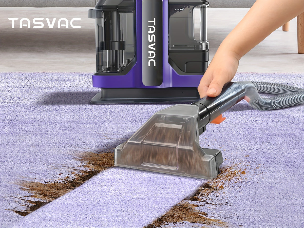 Pet Stain Carpet Cleaner with 20,000Pa Suction, Portable Spot and Stain Remover Machine with 2 Brushes, Cleaning Formula and Long Hose for Carpet, Upholstery, Couch, Stairs and Car Seats, Purple
