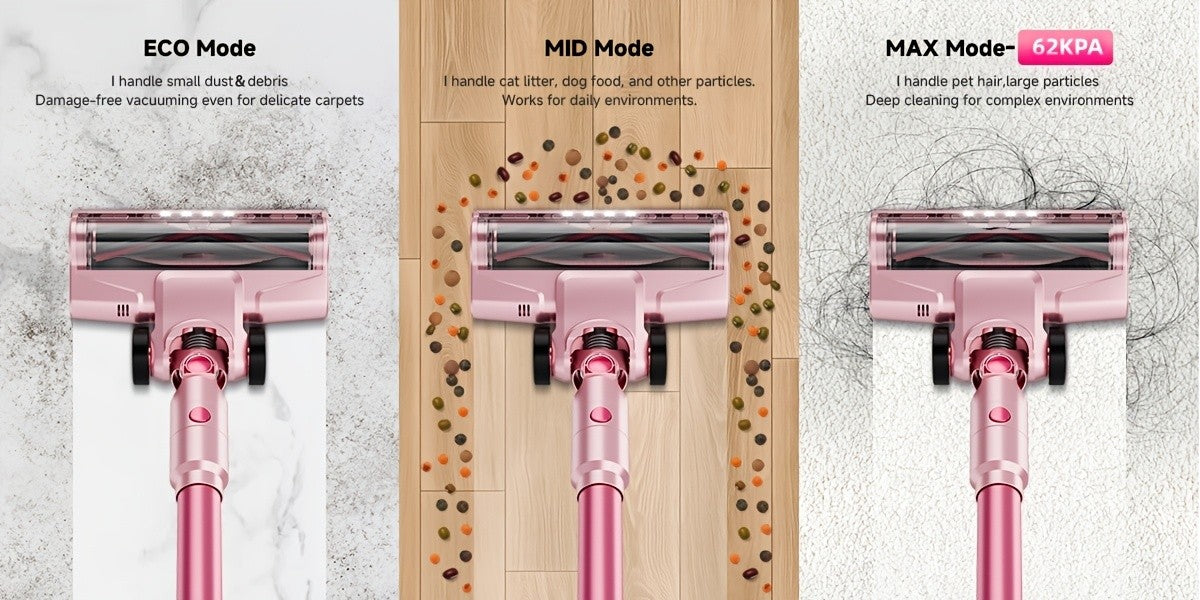 LED Display Cordless Vacuum Cleaner with Anti-Tangle Floor Brush and Detachable Rechargeable Battery for Carpet, Pet Hair, Tile and Hardwood Floors