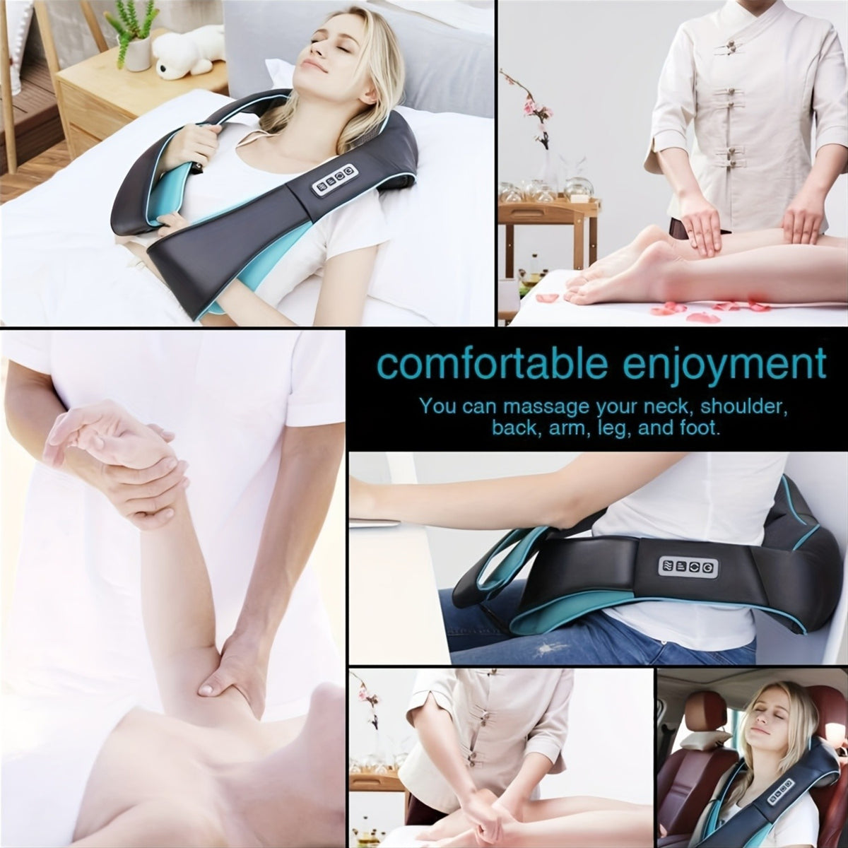 Black Shiatsu Neck and Shoulder Massager with Heat and Deep Kneading Massage for Neck, Back and Waist, Personal Relaxation Gift for Adults
