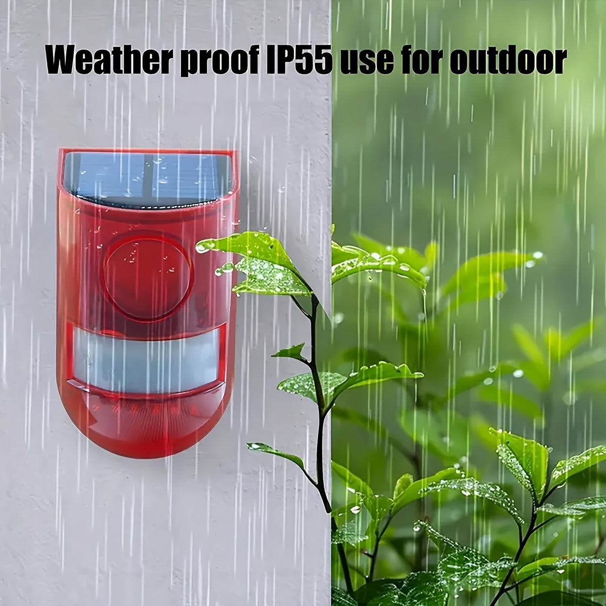Solar Motion Sensor Alarm 2-Pack with Listed 129dB Siren and 6-LED Flashing Strobe, USB Rechargeable Outdoor Alert Devices for Yard, Farm and Garage Areas