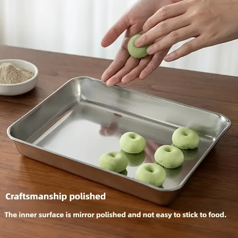 Stainless Steel Breading Tray Set with Three Food Prep Pans for Chicken Breast, Fish, Breadcrumb Coating and Meat Marinating in Home Kitchens