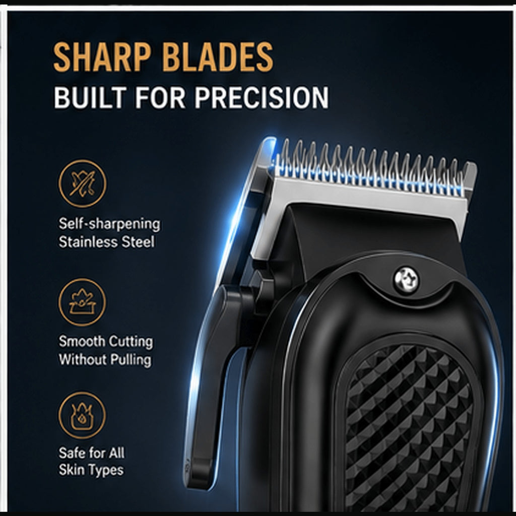 USB Rechargeable Hair Clipper and Trimmer for Men with LCD Display, Cordless Grooming Tool with Black A, Black B and 8-in-1 Gift Box Options