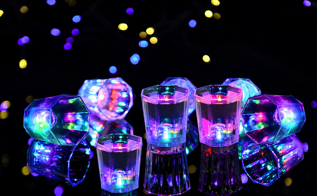 LED Light-Up Party Wine Glasses with Color-Changing Mode Wording, Small Cup Sets in 12 or 15-Piece Options for Birthdays, Weddings and Holiday Celebrations