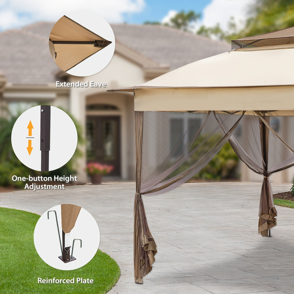 Pop Up Gazebo Tent with Listed Mosquito Netting and Lightweight Frame, Portable Netted Outdoor Canopy for Camping, Backyard Picnics and Poolside Gatherings