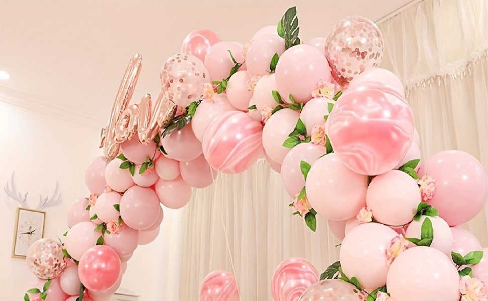 Adjustable Balloon Arch Stand Kit with Listed 21ft Sizing and 10ft x 7.5ft Setup Example for Wedding, Graduation and Holiday Backdrops, Balloons Not Included