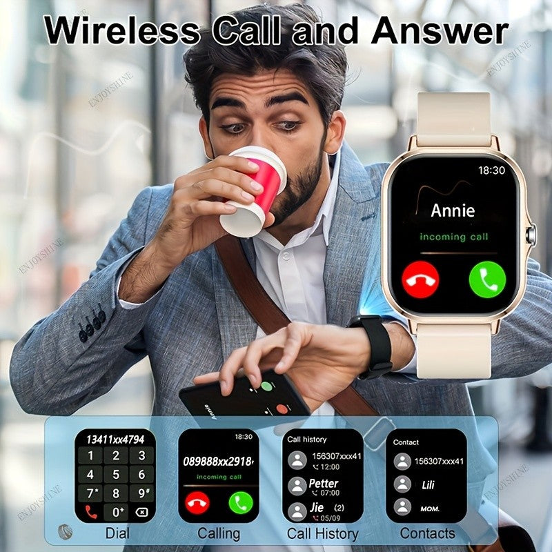 Smart Watch with Dual TPU Straps, 1.83-Inch Full Touchscreen, Wireless Calling and Message Alerts, Pedometer and Sports Modes for Men and Women