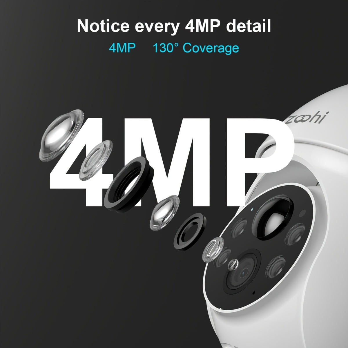 4MP Solar WiFi Security Camera with 355-Degree Pan and 90-Degree Tilt, Outdoor Battery Camera with Color Night Vision, Motion Detection and Two-Way Audio