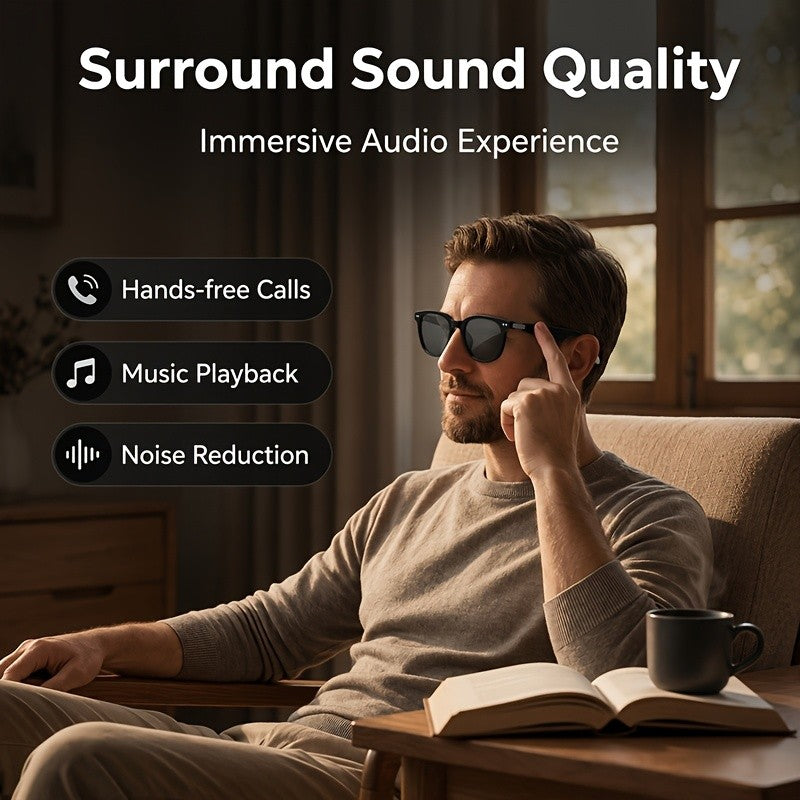 AI Translation Glasses with Phone Camera Remote Control, Wireless Audio and Calls, Voice Assistant and Color-Changing Lens Options, No Built-In Camera
