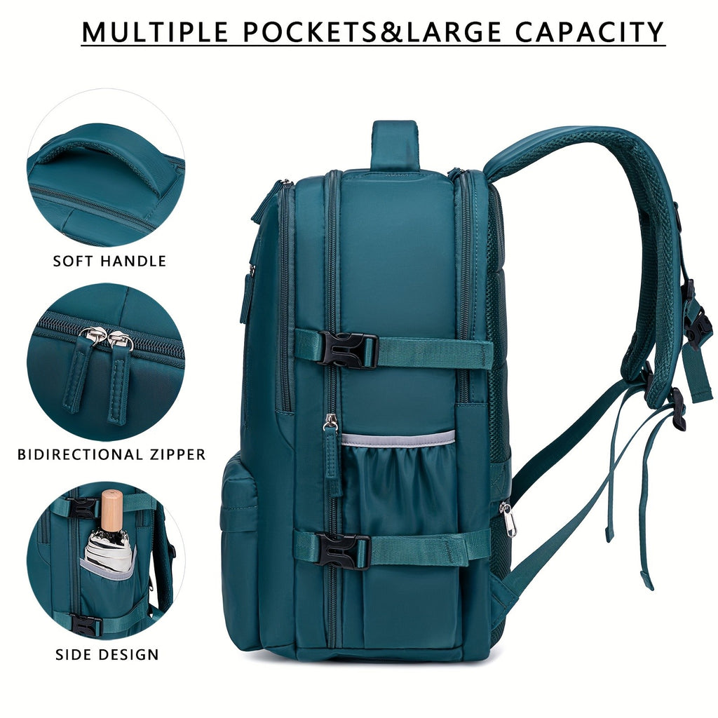 Laptop Travel Backpack with Listed 16-Inch Device Compartment, Shoe Pocket and Multi-Pocket Organization in Pink, Beige or Light Green for Work, School and Gym Trips