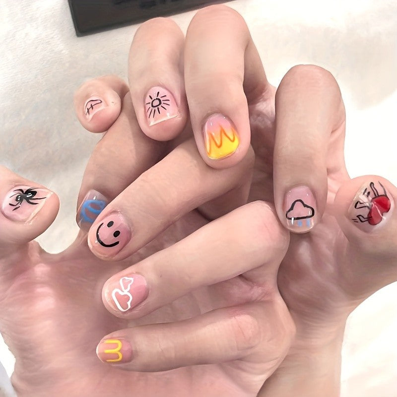 12-Color Nail Doodle Pen Set with Nail Art Practice Card, Quick-Drying Manicure Markers for Decorative Dots, Lines and Freehand Designs at Home or Salon