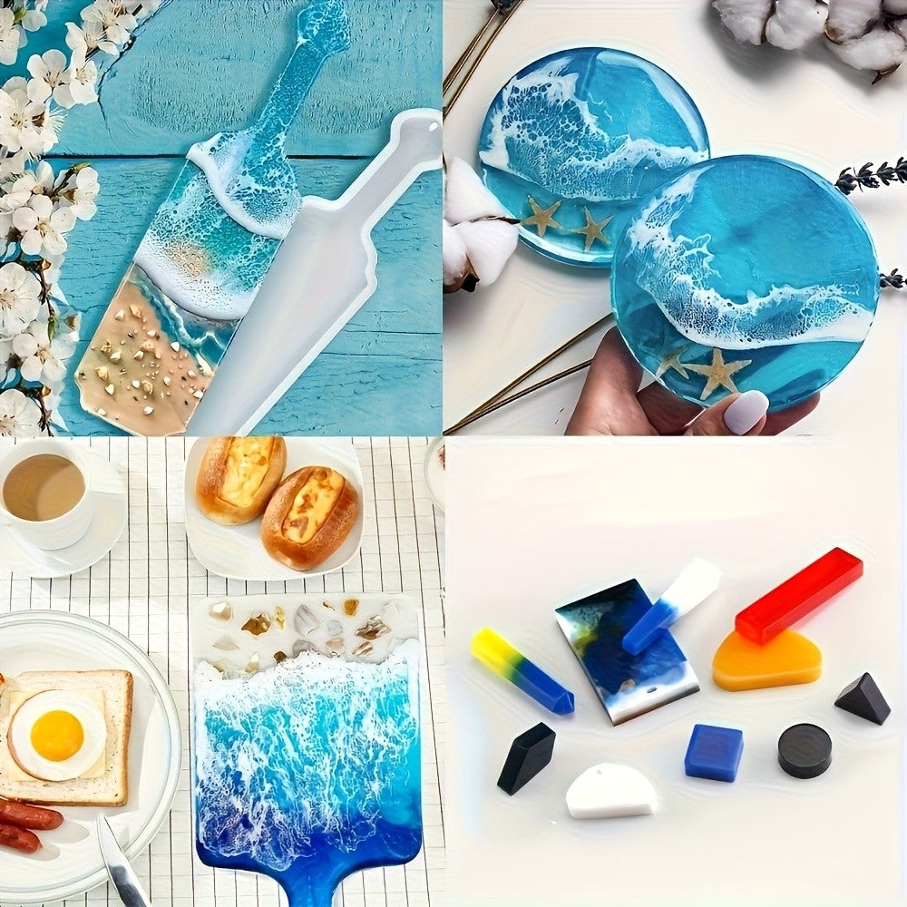 Ocean-Inspired Resin Pigment Set, White, Sea Blue and Deep Blue Oil-Based Colorants, 50ml Each for Ocean Wave Resin Art and Creative Craft Projects