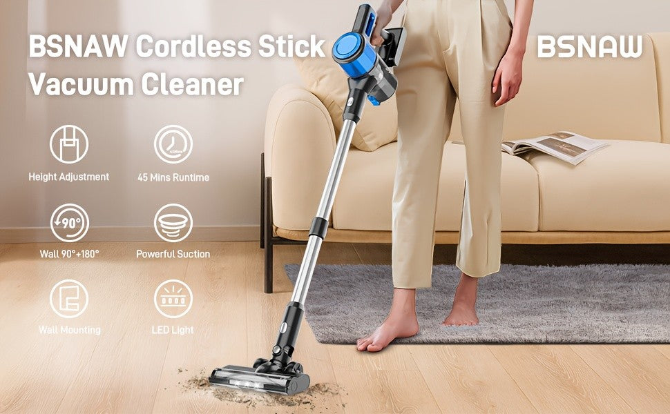 Rechargeable Stick Vacuum for Home with Cordless Handheld Cleaning Design, Listed 8-in-1 Format for Hard Floors, Carpets and Pet Hair, Eight Option Labels
