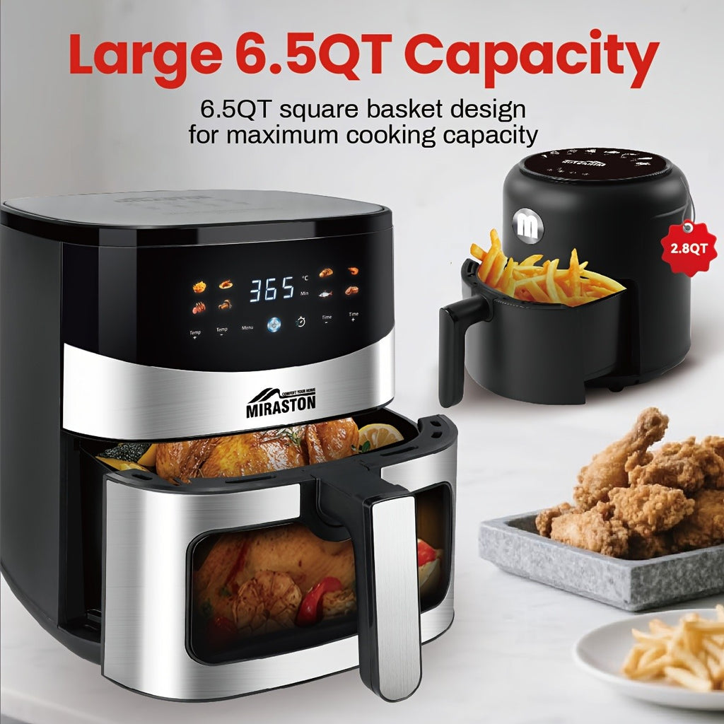 Touch Series Air Fryer with Viewing Window, Color-Icon Touchscreen and Eight Presets, Manual Cooking Adjustments in 6.5QT or 2.8QT Capacity Options