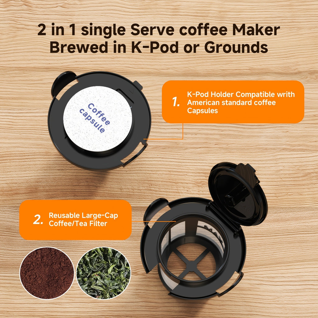Compact One-Button Coffee Maker for Home, Everyday Coffee Machine with Simple Start Control in Black or White for Kitchen Counters and Morning Routines