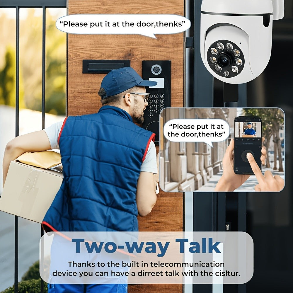 5MP WiFi Security Camera 4-Pack by PHANSATIM with USB Cables, 2.4GHz PTZ Motion Tracking, Color Night Vision, Spotlight, Siren and Two-Way Audio