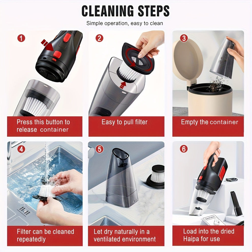 Handheld Car Vacuum Cleaner, 902 Wireless Black or Black Purple Model Options for Home and Office Spot Cleaning, Portable Vacuum for Everyday Cleanup