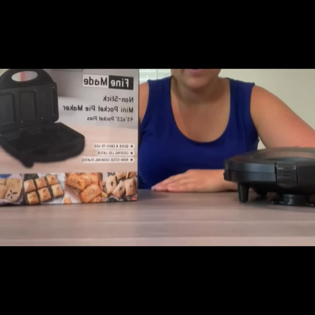 Electric Pocket Pie Maker with Listed Crust Cutter and Dual Nonstick Cooking Plates, Graphite Pie Press for Homemade Snack and Dessert Preparation