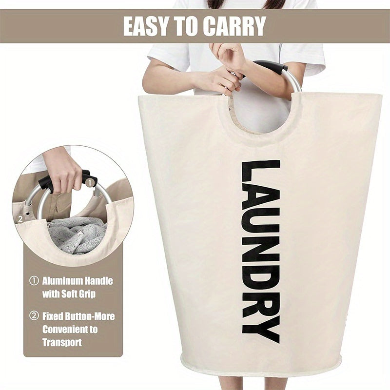 Half-Ring Handle Laundry Basket, Foldable Fabric Clothes Hamper in 16.64, 21.66 or 25.1 gal Options for Bedroom and Laundry Room Organization