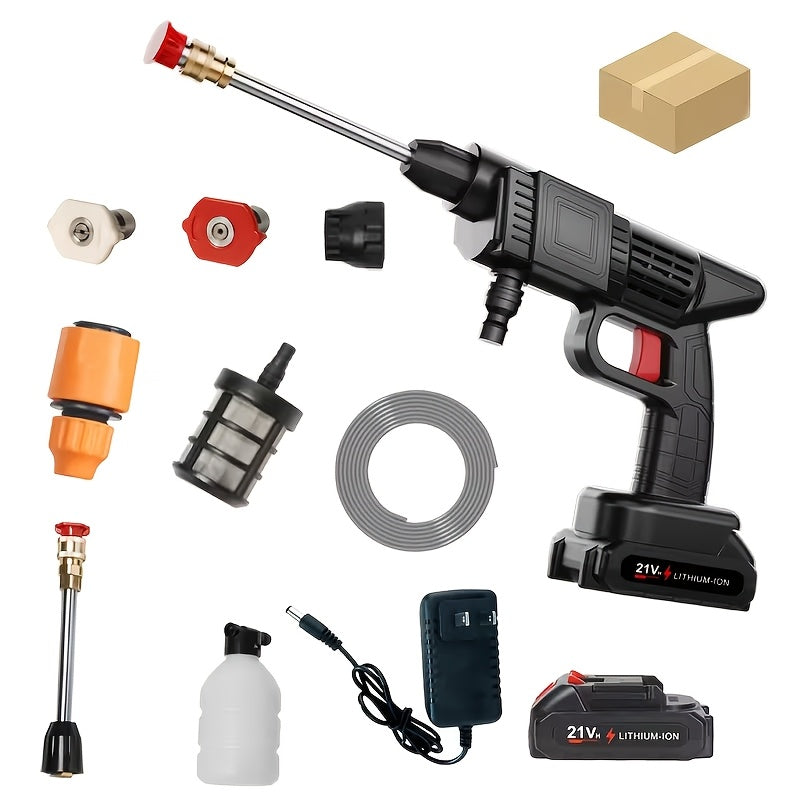 Cordless Pressure Cleaner with Single or Dual Rechargeable Battery Options, Foam Nozzle Reference and Multiple Color Labels for Car Care and Outdoor Cleanup