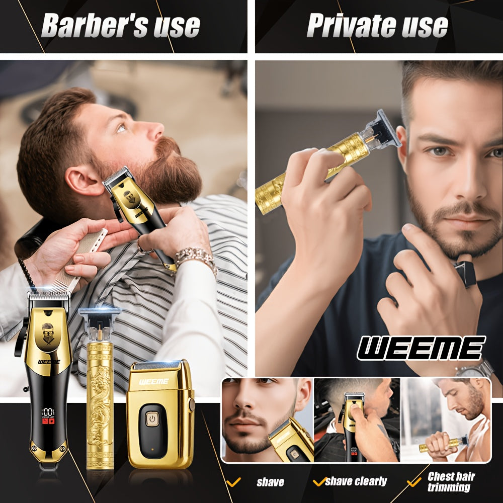 WEEME Hair Clipper and Beard Trimmer Set with USB-Rechargeable Wording, Battery Level Indicator and Comb Attachments, 810B2306C Option for Men's Home Grooming