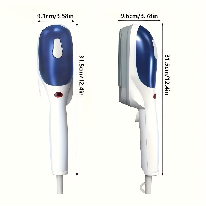 Green Handheld Steam Iron with Horizontal and Vertical Steaming and Dry Ironing, Portable Garment Wrinkle Care Tool for Home, Office and Travel