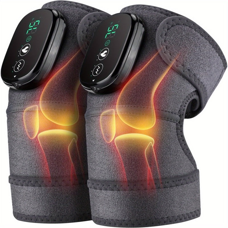 Heated Knee Massager in Gray with Vibration and Wireless Design, Single-Piece Heating Pad with Listed Knee, Shoulder and Elbow Uses for Adult Comfort Routines