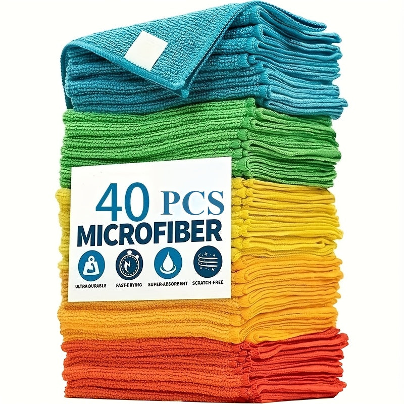 Ultra-Fine Fiber Cleaning Cloths in Random Colors, 10, 20 or 40-Piece Packs for Household Dusting and Compatible Kitchen, Window, Car and RV Wiping Tasks